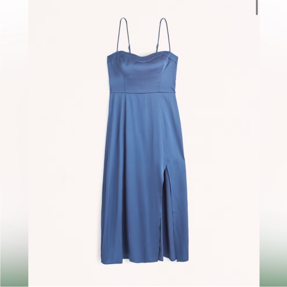 NWT Abercrombie & Fitch Camille Satin Midi Dress with Leg Slit Sz Womens Small P